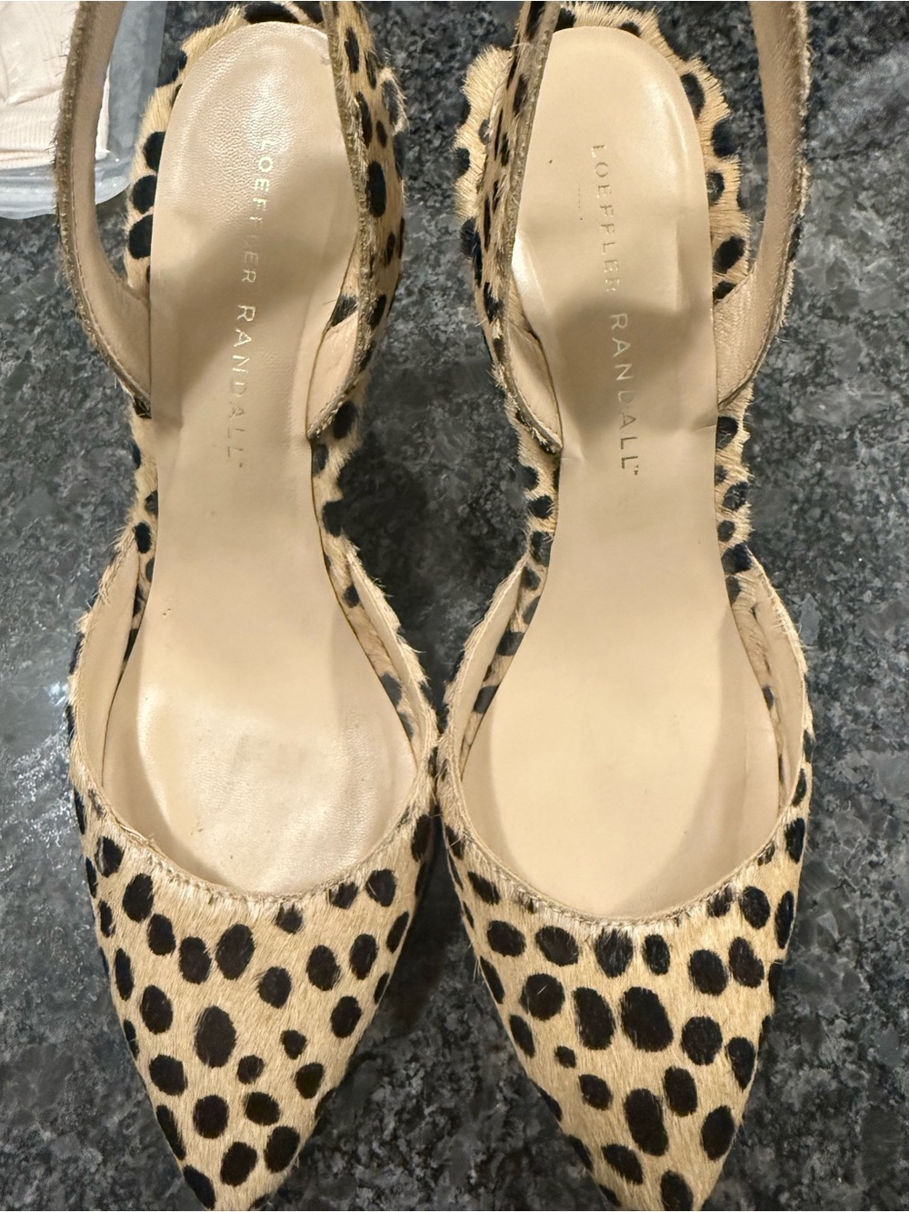Loeffler Randall Leopard-Print Pointed Slingback in Tan and Black